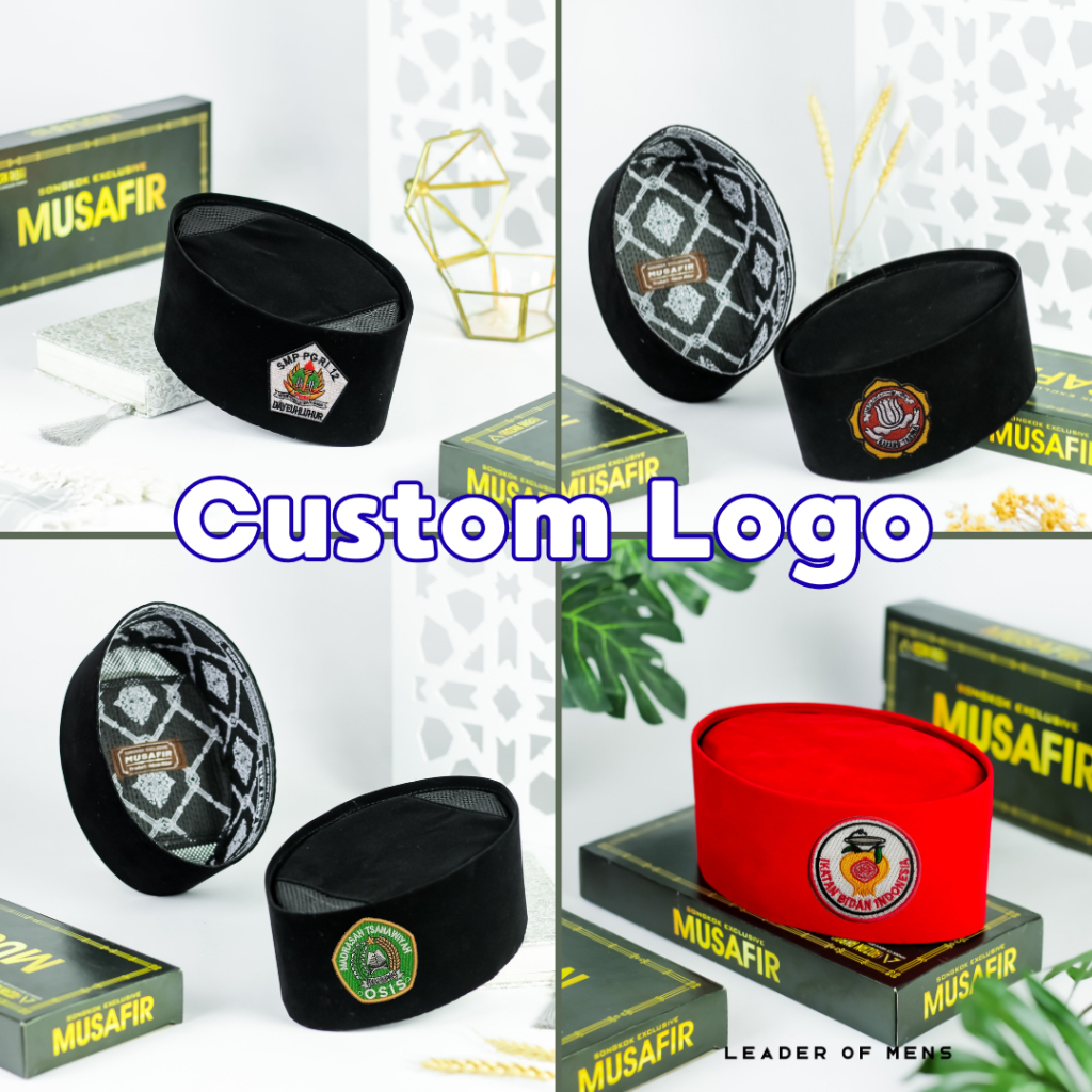 Peci Songkok Kopiah Custom Logo Bordir Pondok,Sekolah,Madrasah Beludru Warna Suka Suka Quality