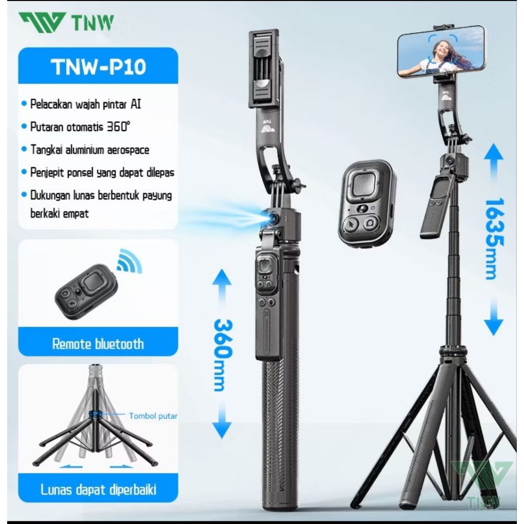 Toorea tongsis aktif tracking gimbal handphone bluetooth murah