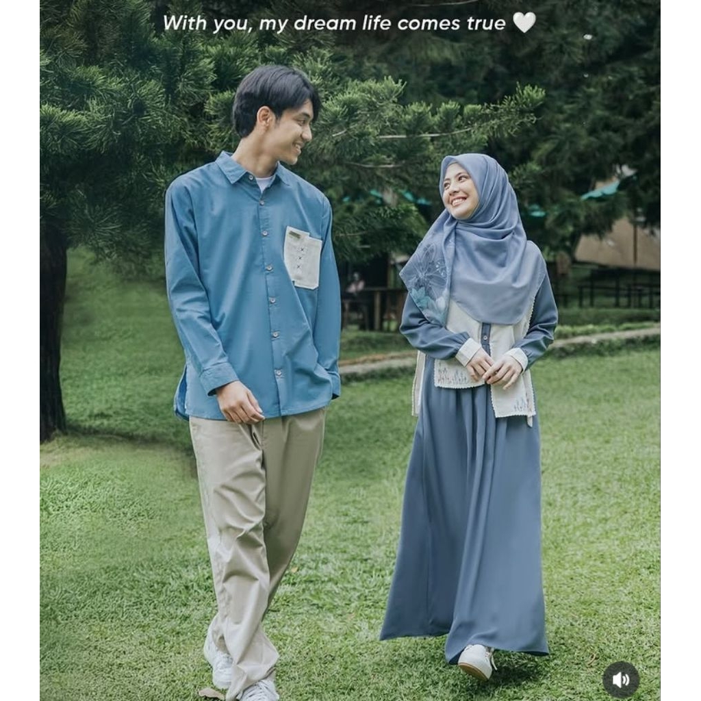 (NEW) Jilbrave Talea Dress Ara Cream Blue Series Cinta Dalam Ikhlas