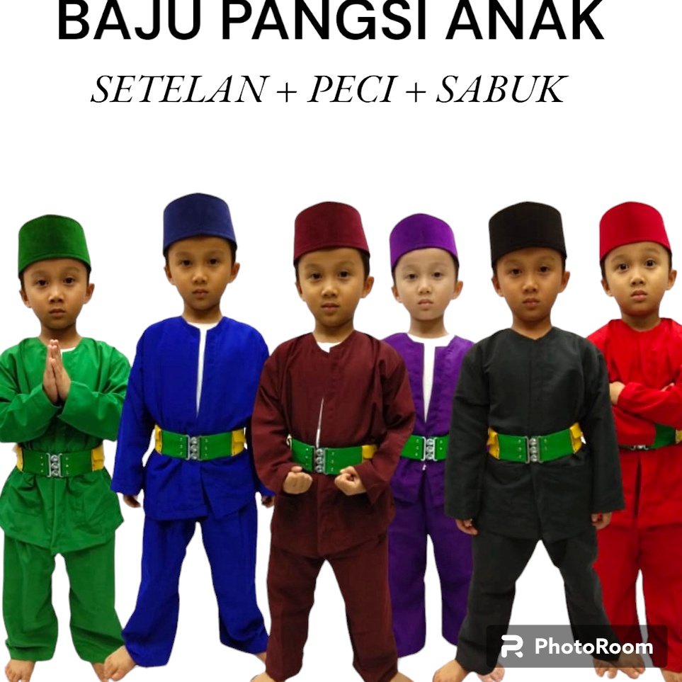 KODE O12N Baju Pangsi Anak Laki Laki Baju Pangsi Betawi Pangsi Baju Silat Baju Pangsi Lengkap Peci D