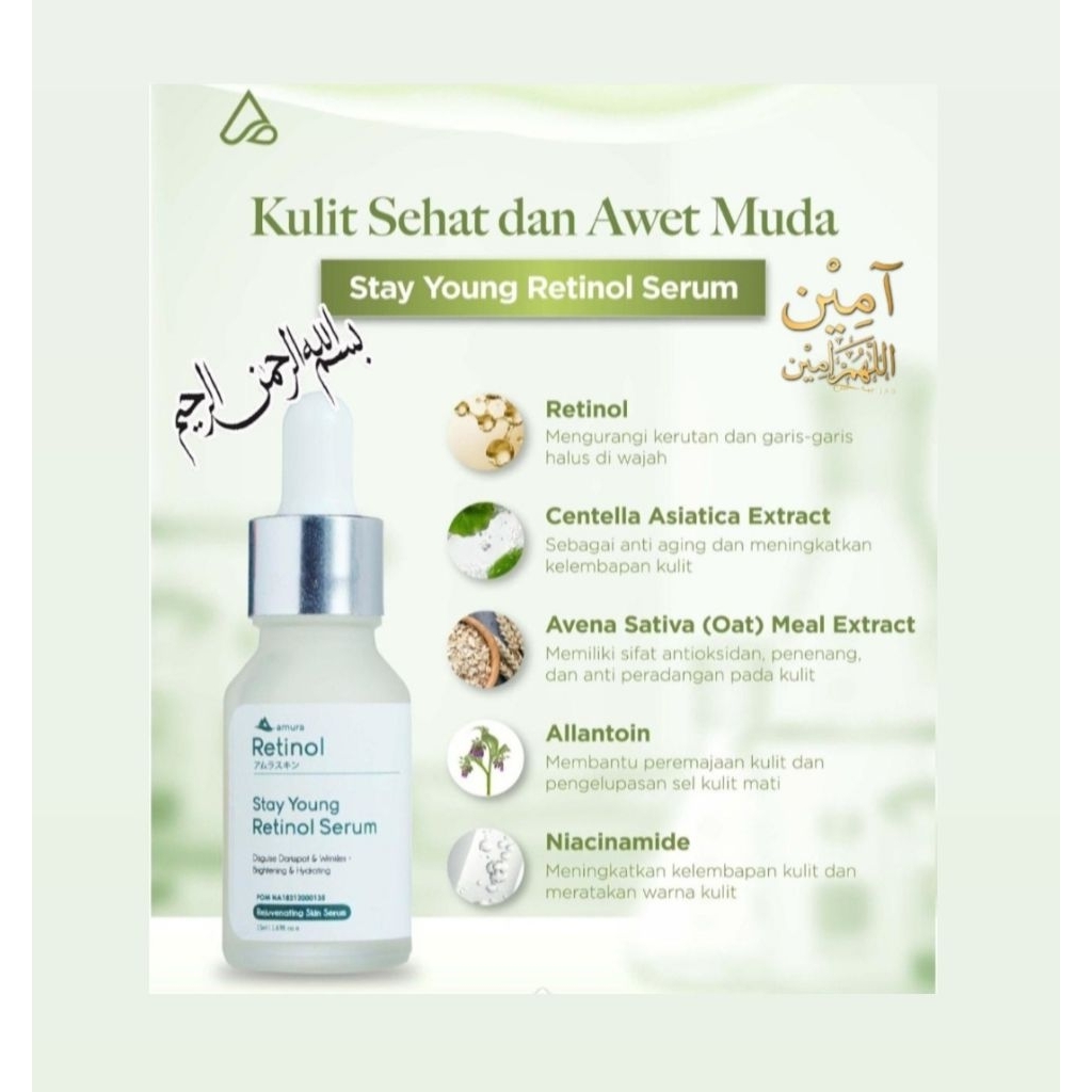 (Best Seller) Amura Retinol Serum Original Serum Flek Hitam & Kerutan Amura Skincare Retinol Serum P