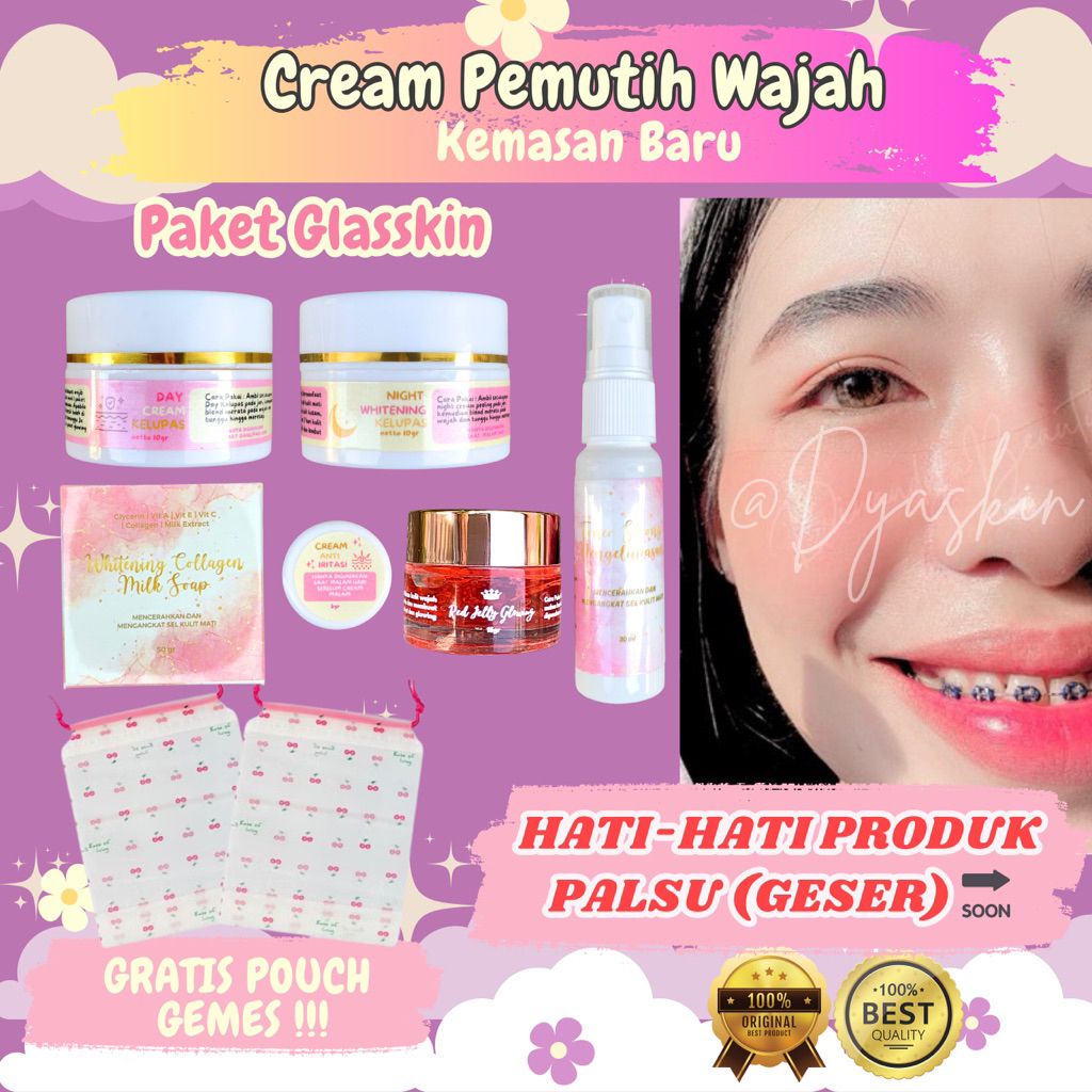 CREAM PEMUTIH WAJAH ( PAKET RED JELLY GLOWING ) CREAM PEMUTIH WAJAH AMPUH