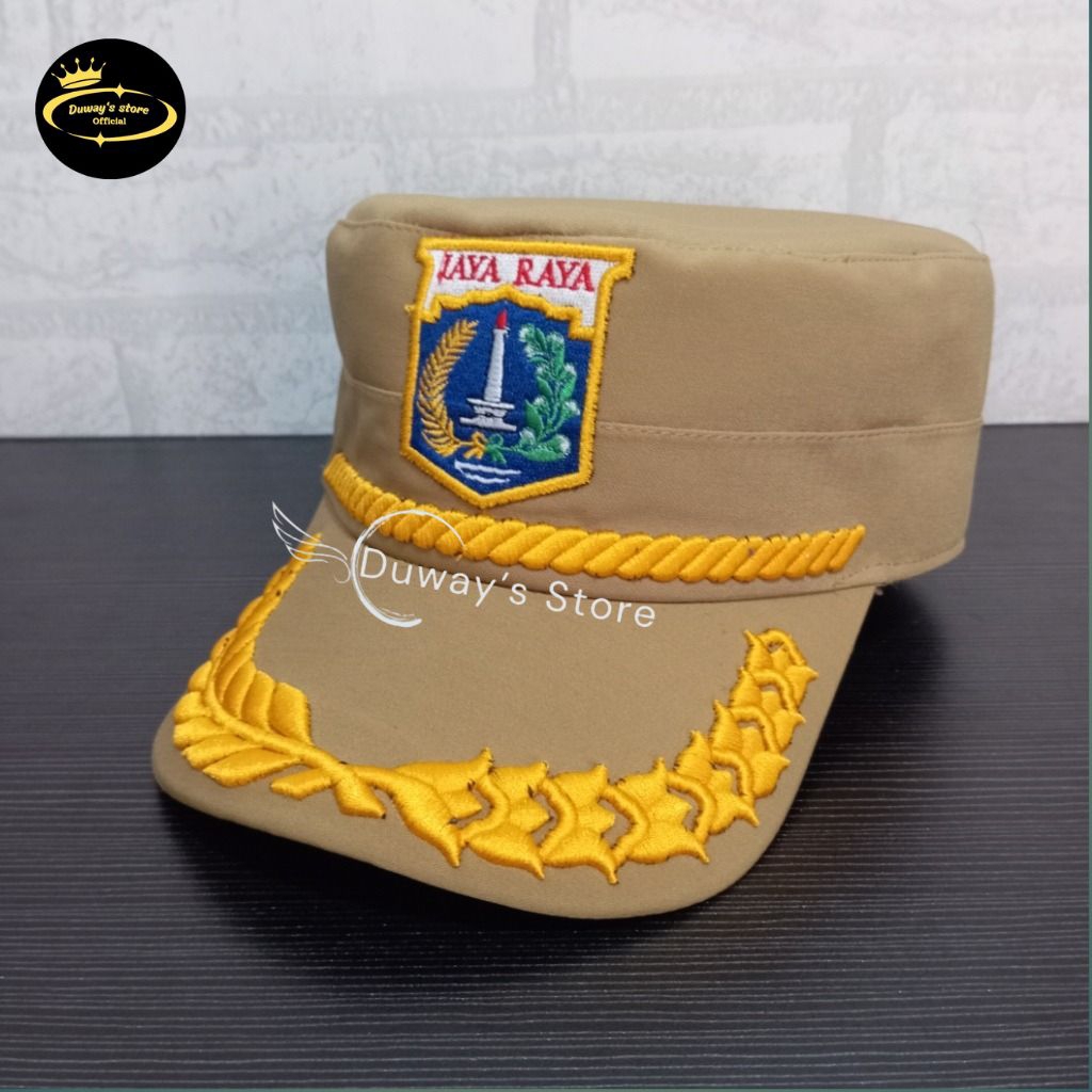 TOPI KOMANDO PEMDA DKI KHAKI FREE NAMA - TOPI PEMDA DKI JAKARTA