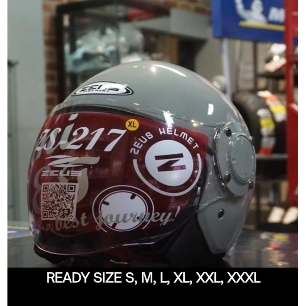 HELM ZEUS 217 AUDY GREY RETRO CLASSIC DOUBLE VISOR VESPA HALFACE ORIGINAL