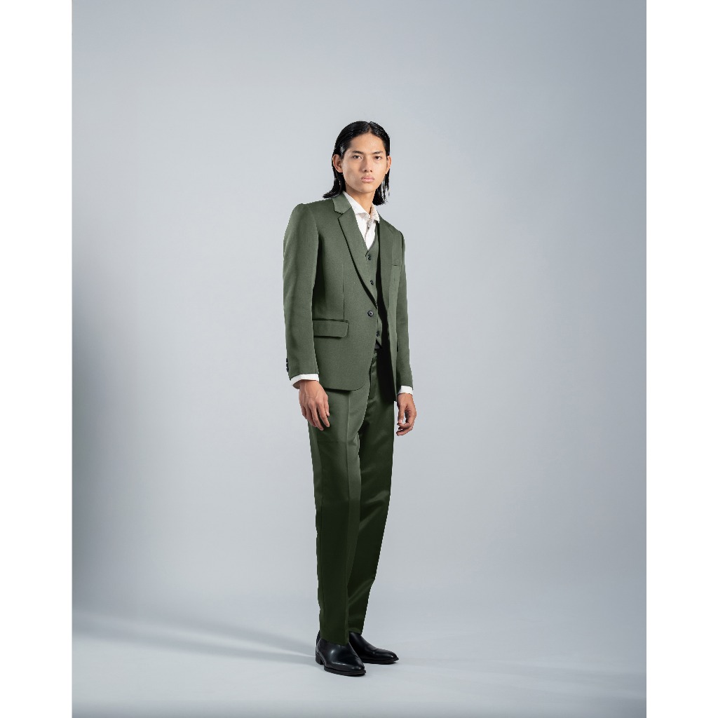 Heaven Suit - Setelan Jas Celana dan Rompi Pria Slim Fit - Hijau Army