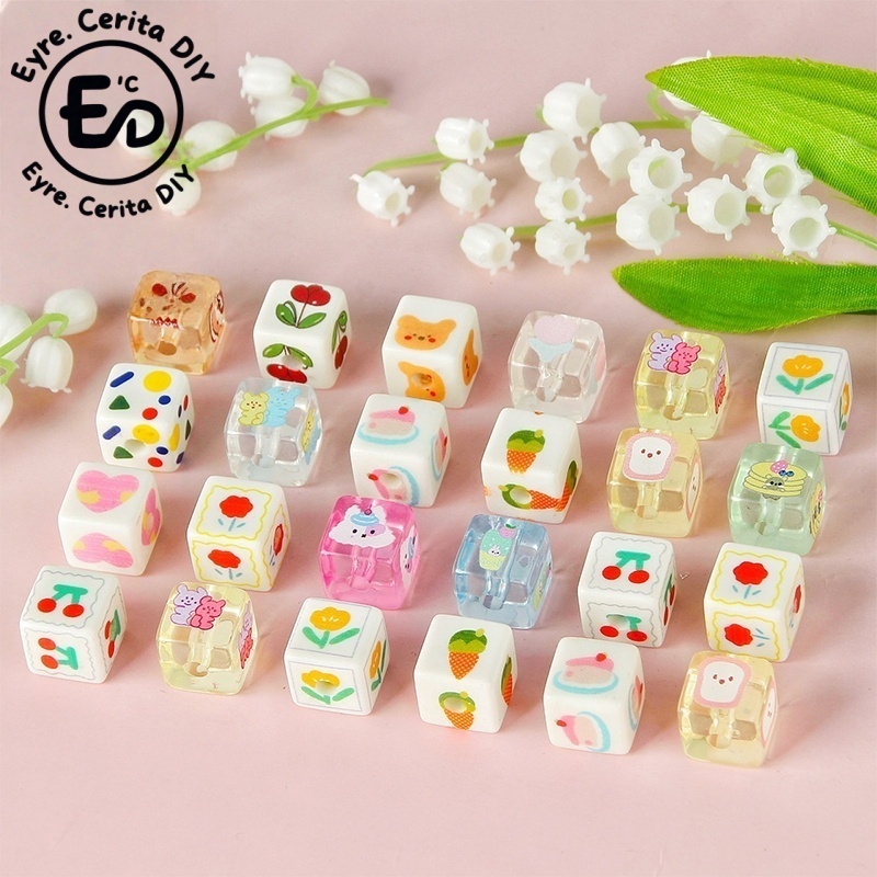 Ready Stock 1pcs 14mm Manik Mote Bening Mix Colorfull Akrilik Kotak