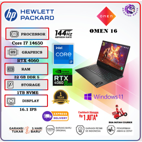HP OMEN 16 I7 14650 RTX4060 8GB/ 32GB 1TB