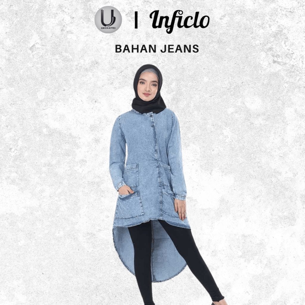 INFICLO Gamis Jeans Biru Trendy – Gamis Casual Elegan Wanita Muslimah