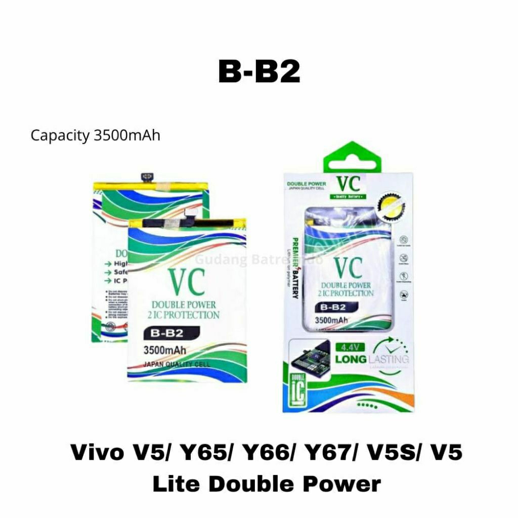 Baterai VC Double Power V5 B B2 Y65 Y66 Y67 V5S BB2 V5 Lite B-B2 battery batre
