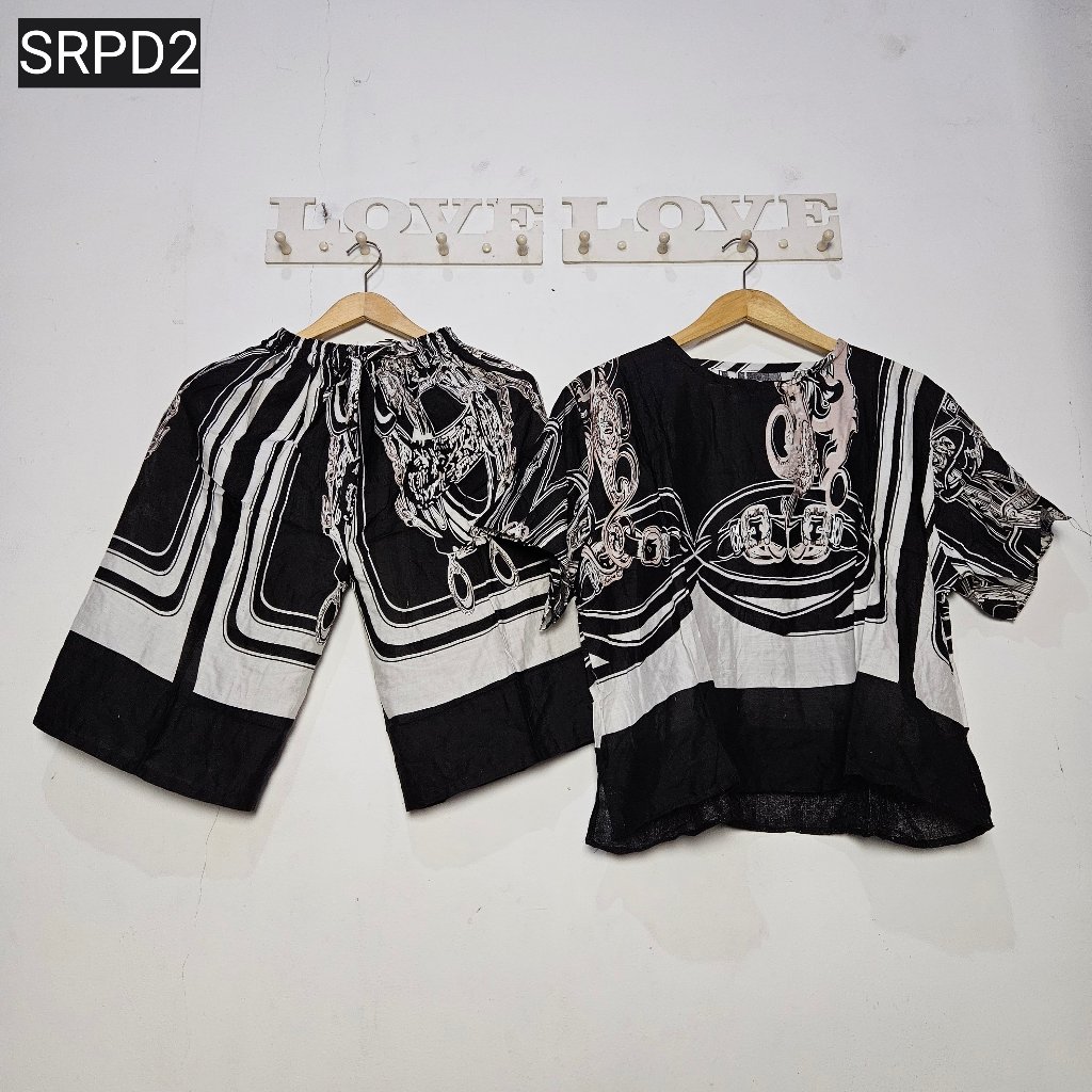 Setelan Rayon Pendek Motif Viral / Baju Setelan Wanita Kekinian / Baju Harian Wanita
