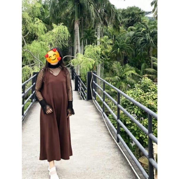 PRELOVED JUMPSUIT PANJANG WANITA TANPA LENGAN COKLAT TUA / PLAYSUIT DARK BROWN