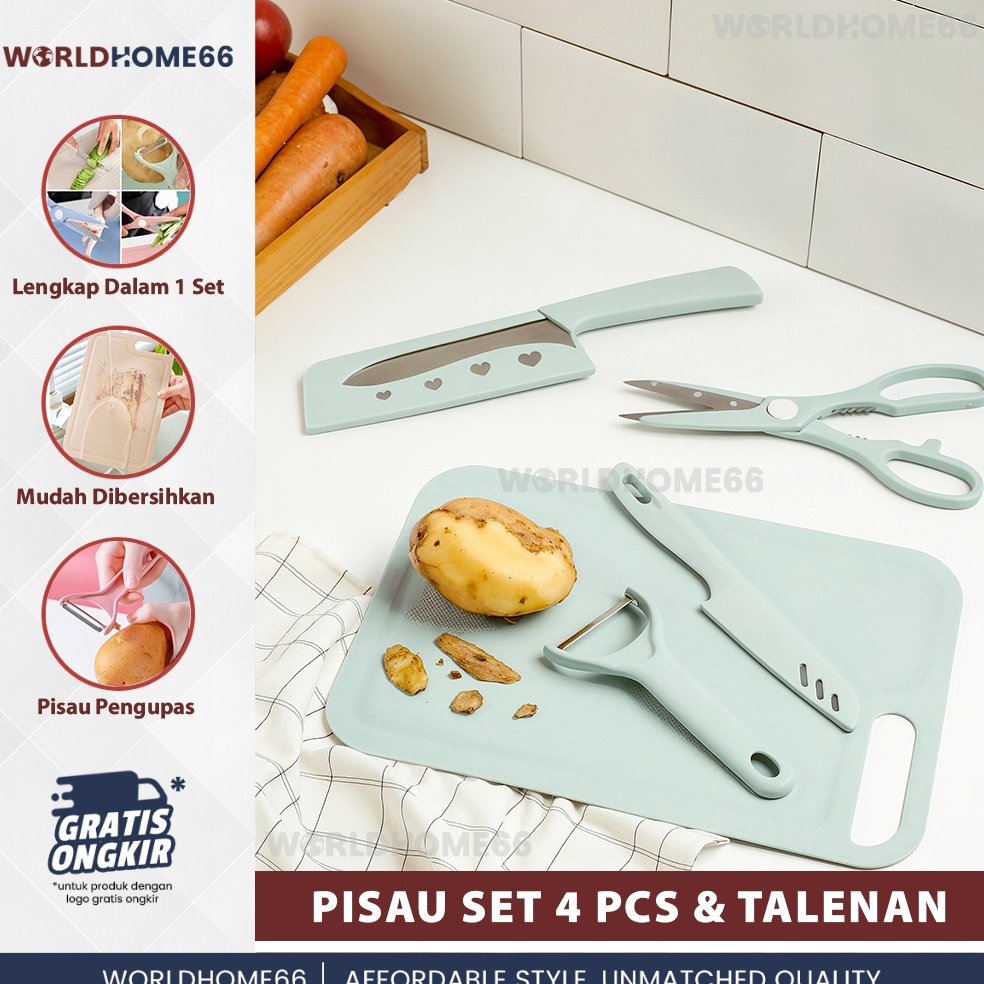 KODE H78C Worldhome Pisau Dapur Set Isi 5 Pcs Pisau Set 5 Pcs Pisau Viral Set Pisau Stainless Steel 