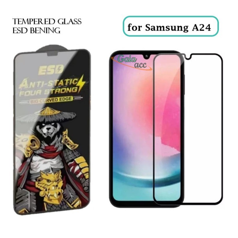 SAMSUNG A24 TEMPERED GLASS PREMIUM -TG ANTI STATIC ESD Tempered Glass ESD Full Cover Anti Static