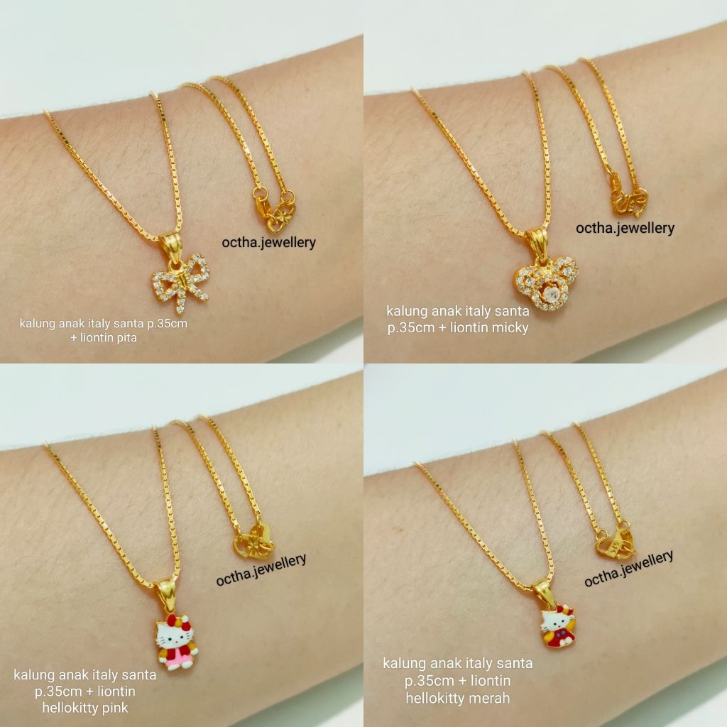 KALUNG ANAK ITALY SANTA SET LIONTIN PERAK 925 ASLI LAPIS MAS