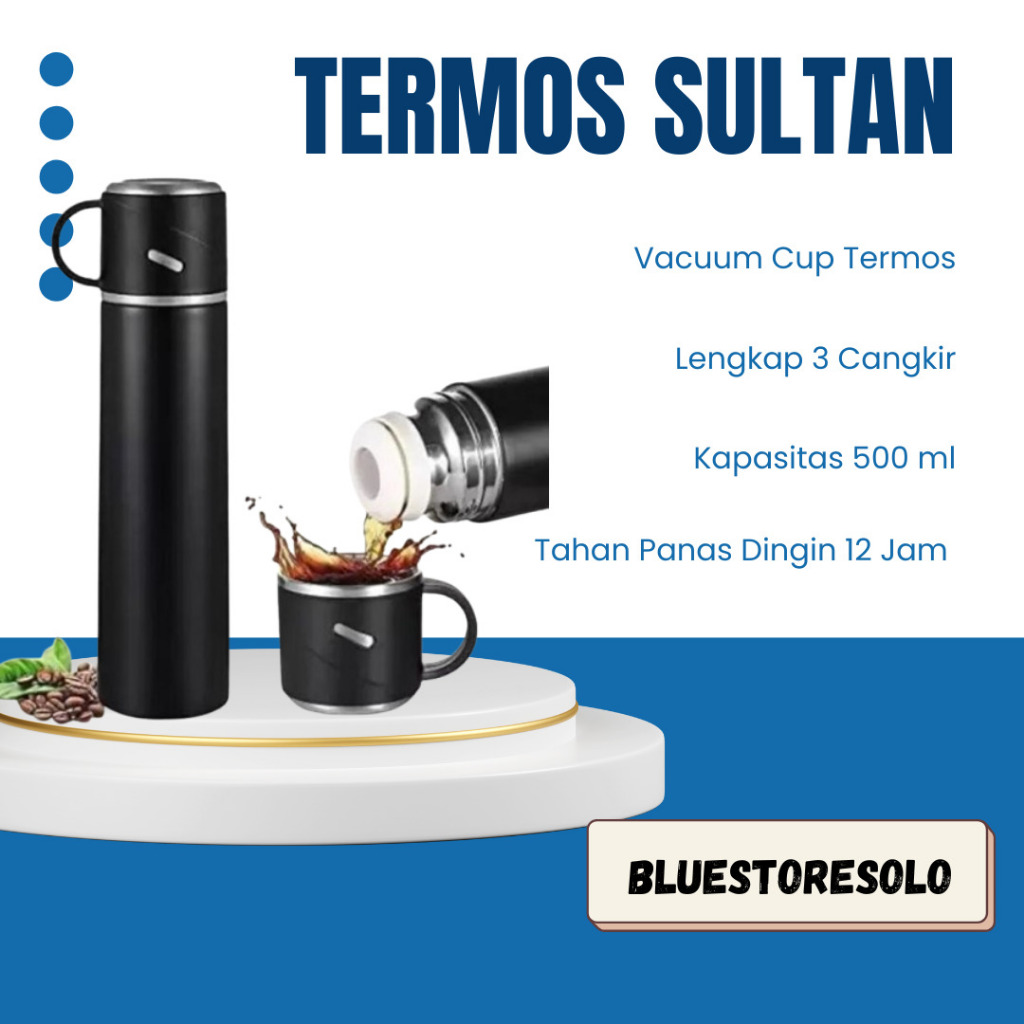 Set Termos Sultan 3in1 Termos Cangkir Botol Stainless Steel Termos Polos