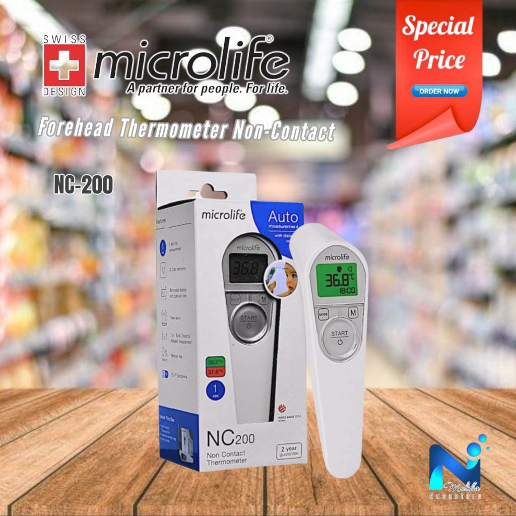 Digital Forehead Thermometer Non Contact Microlife NC200 / Alat Pengukur Suhu Badan Bayi Anak Dewasa