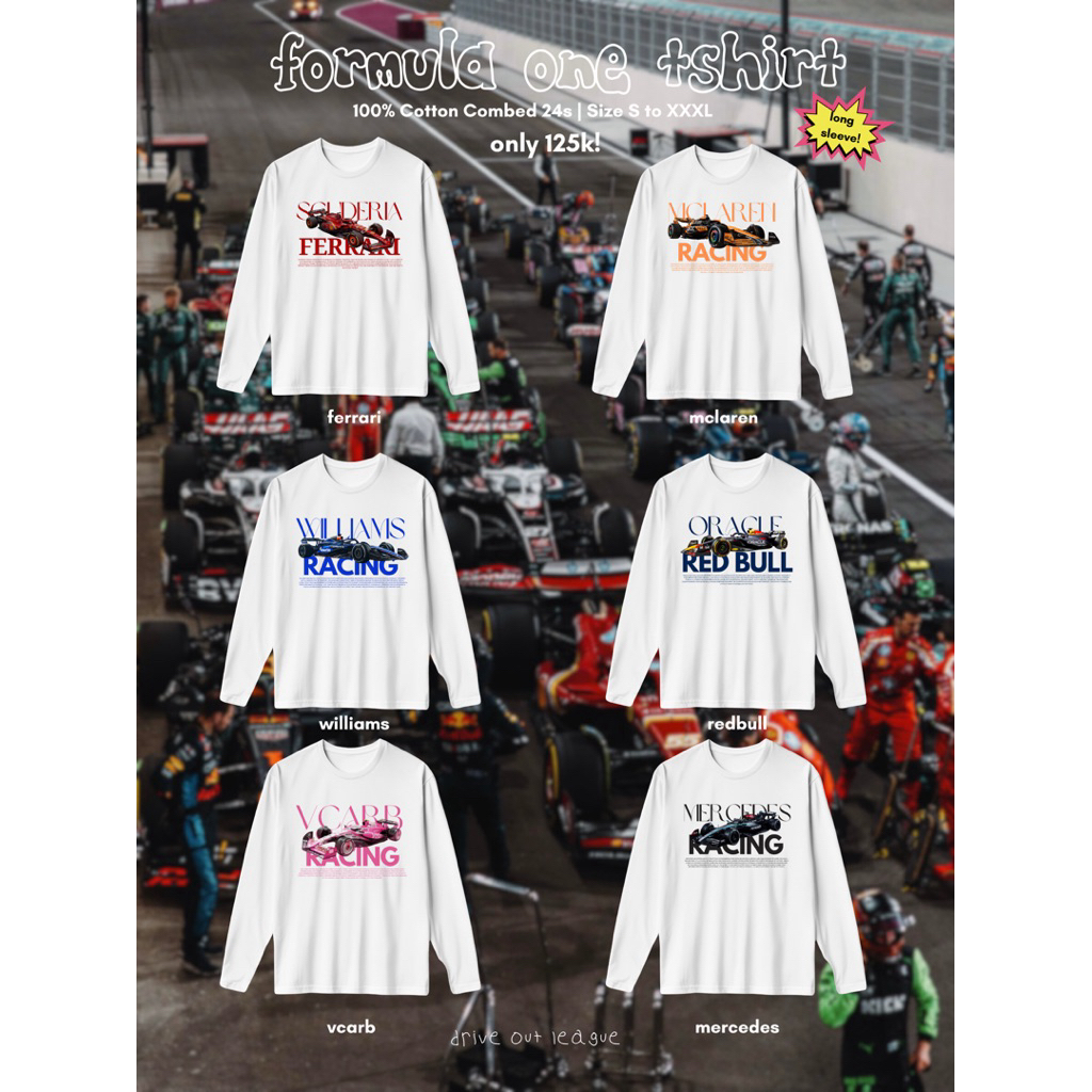 Kaos Tshirt F1 Formula One Team Long Sleeve (baca deskripsi)