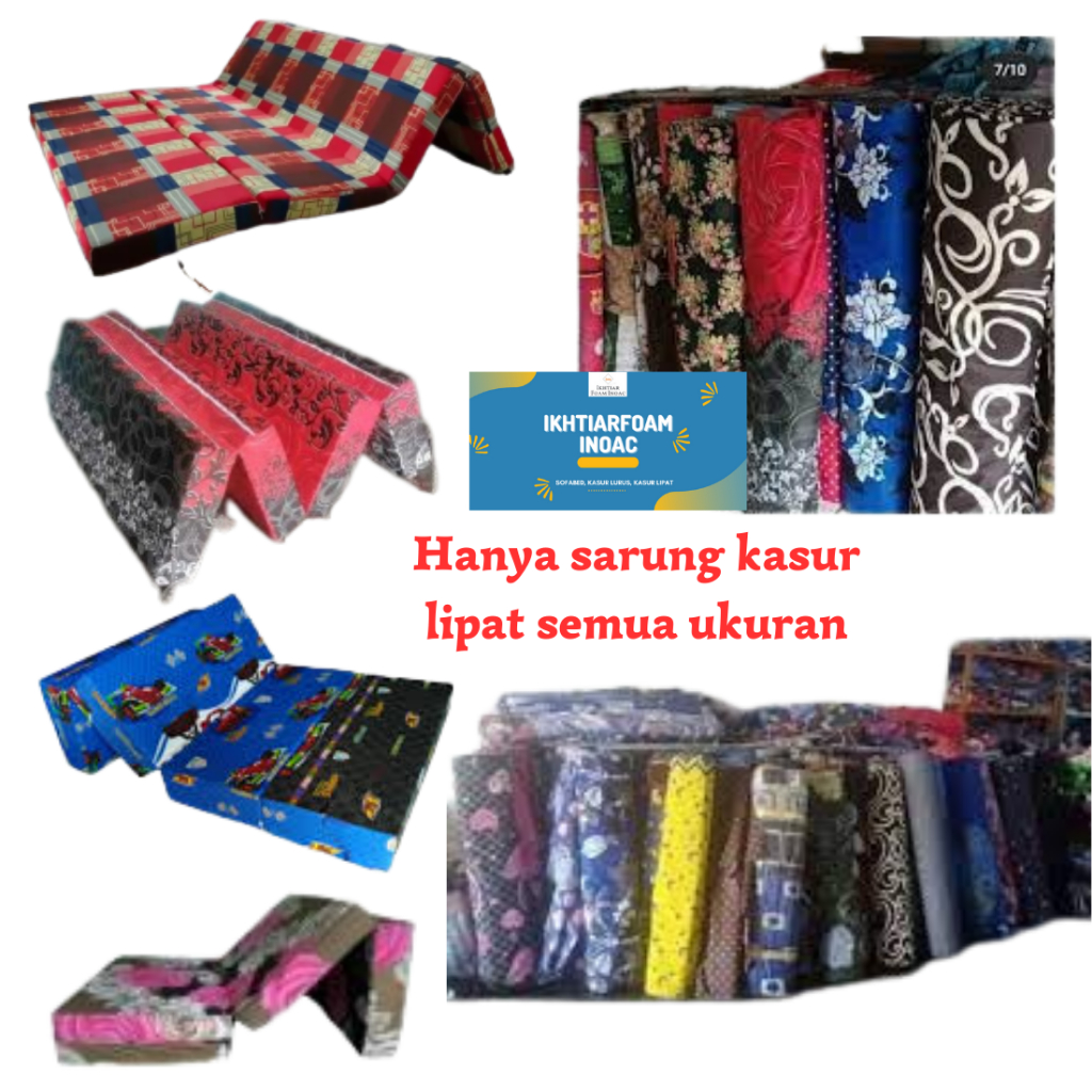 Sarung Kasur Busa Lipat Resleting No 1, 2, 3, 4, Single semua ukuran