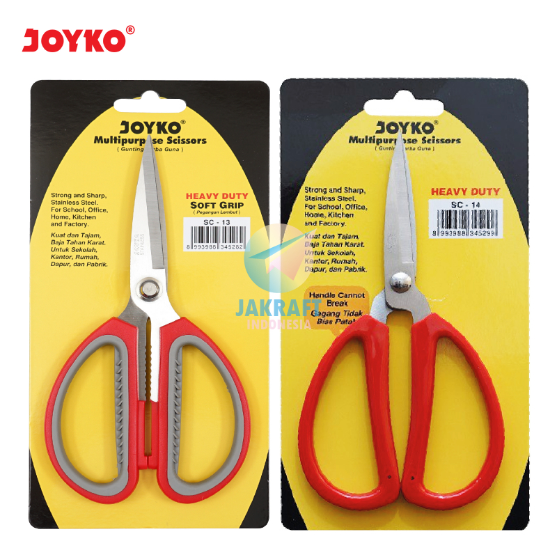 

(12 Pcs) GROSIR Gunting Kertas Kain Kardus Tebal JOYKO SC-13 / SC-14 Heavy Duty Soft Grip Gagang Empuk Lembut Anti Patah Serbaguna | BOX