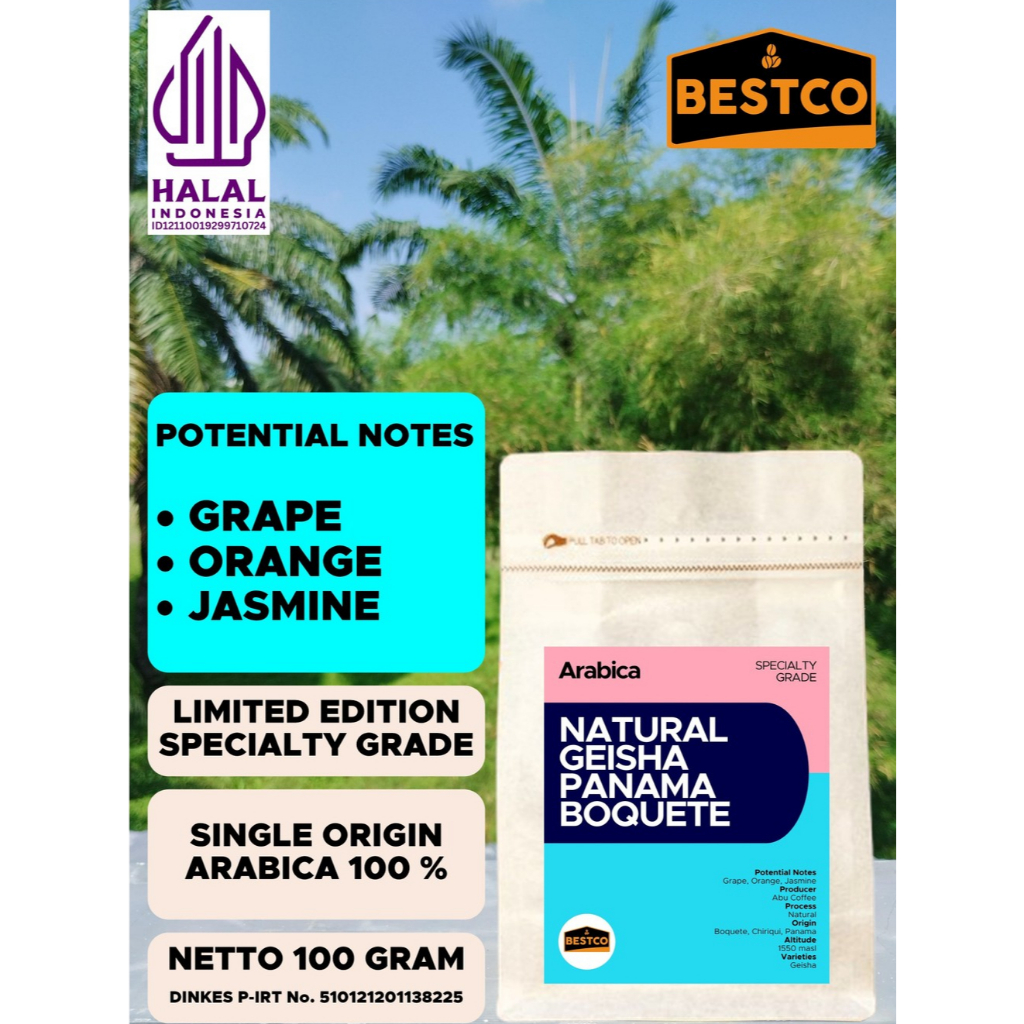 

Kopi Bestco Specialty Arabica Natural Geisha Panama Boquete 100 gr