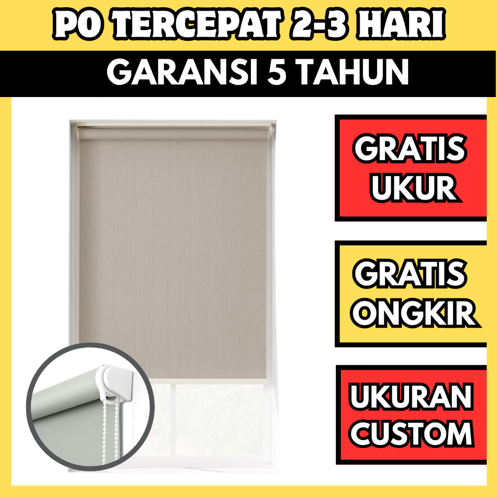 Roller Blind Superior/Blackout CUSTOM - Roller Blind Blackout-Tirai Gulung-Tirai Roll-Tirai Minimali