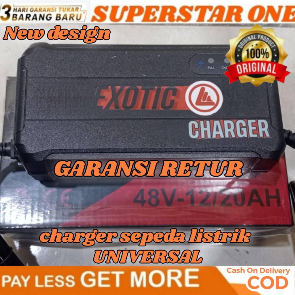 Charger sepeda listrik exotic 48V 12/20AH/CHARGER SEPEDA LISTRIK 48V 12/20 AH EXOTIC