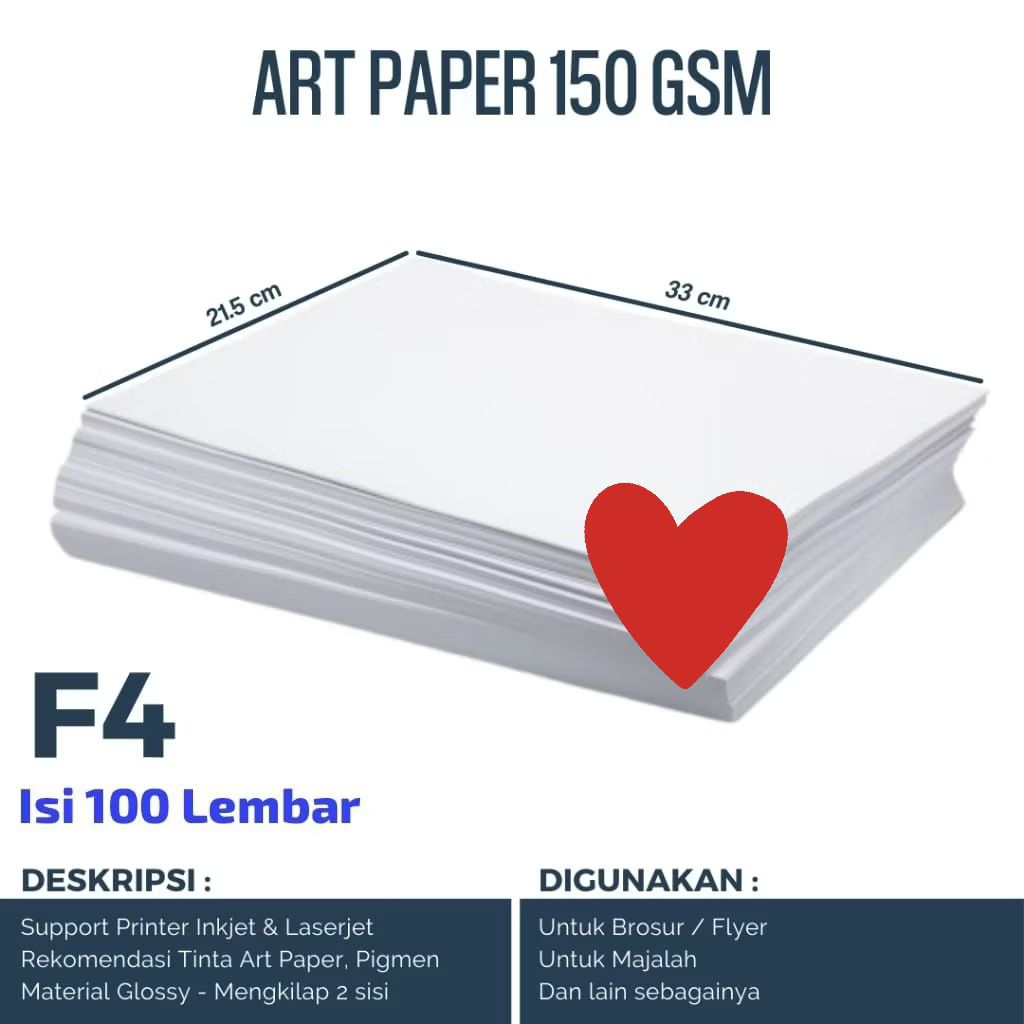 

Kertas Art Paper F4 150 Gsm 100 Lembar