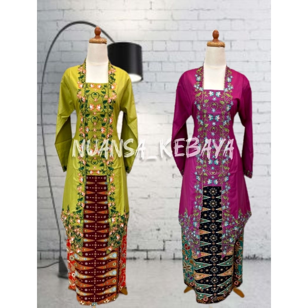 Stelan kebaya encim model kutubaru // Kebaya encim tunik katun bordir // Kebaya dewasa lengan panjan