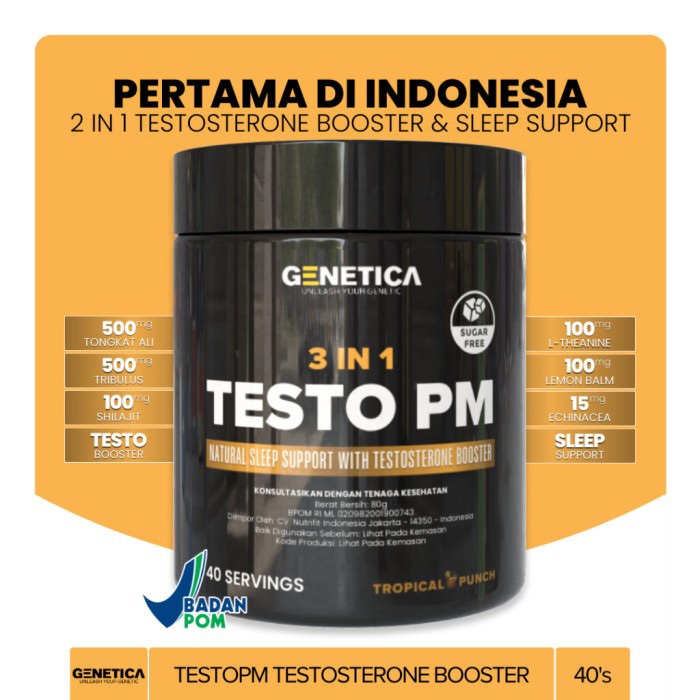Genetica Testo PM TestoBooster + Sleep Support 40 Servings Testo Booster