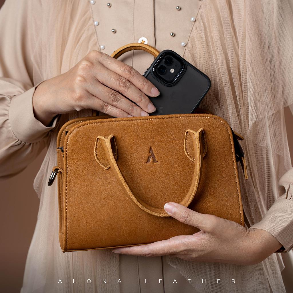 Alona Leather Malika Slingbag - Tas Selempang Wanita Multifungsi Kulit Sapi Asli