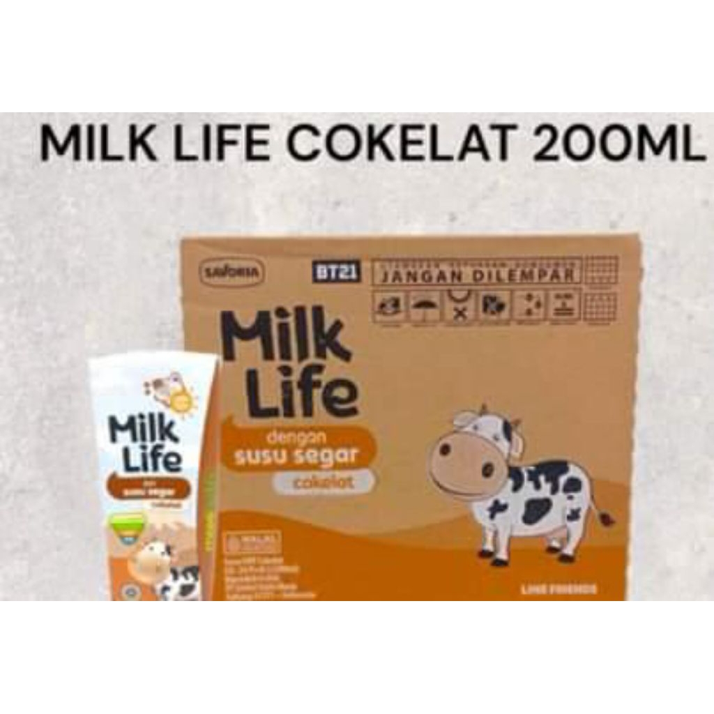 

susu milk life coklat /strawberry isi 24 200 ml