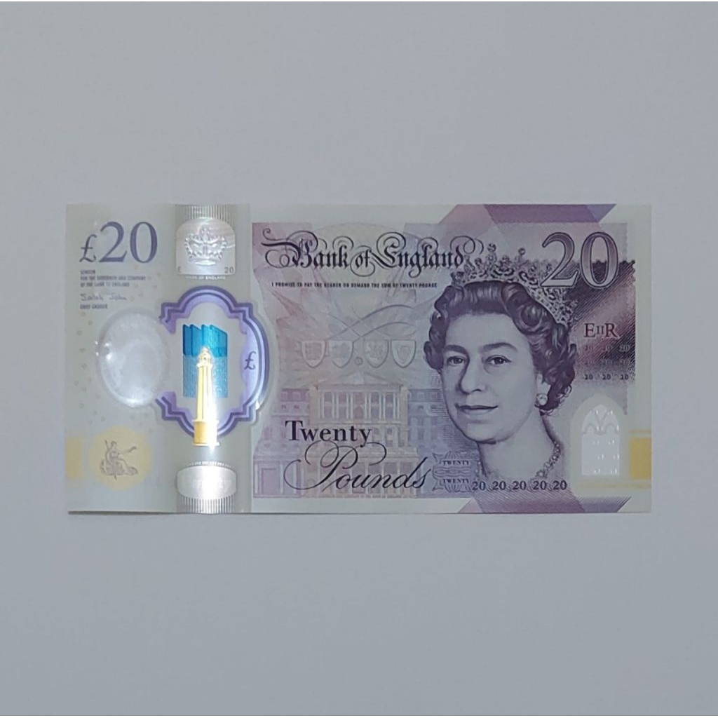 Inggris Poundsterling Uang Asing Kuno 20 Pounds Polymer