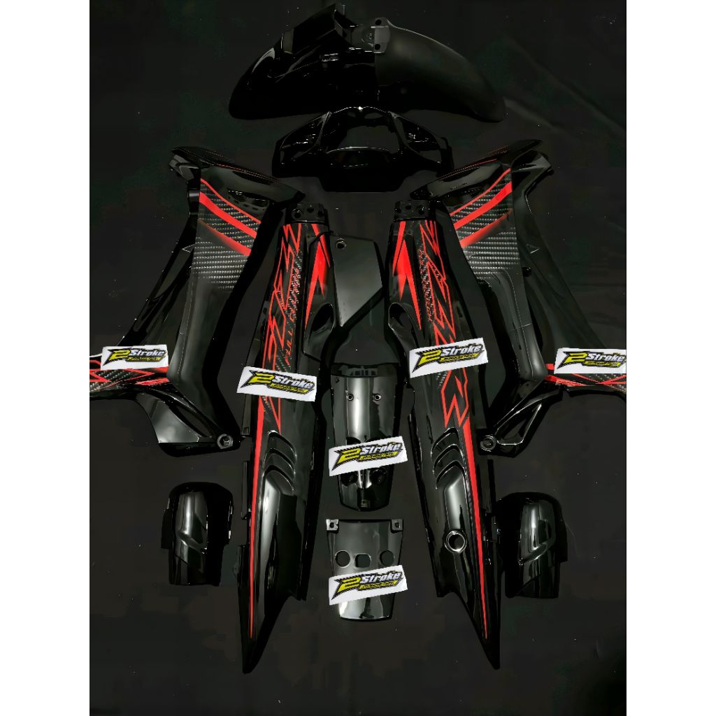 Fullset Body Halus Fizr Sirip Hiu Full Clutch Custom Hitam Merah Body Set Yamaha F1zr Sirip Hiu Full