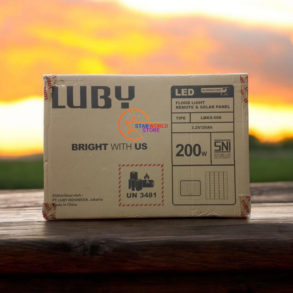 GROSIR 1 DUS / 1 KOLI LUBY Lampu Sorot Solar LBKS-508 GEN2 50W 100W 150W 200 Watt