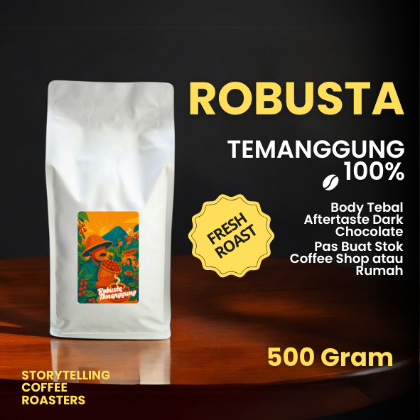 

Kopi Robusta Temanggung 500 gram Sangrai Medium to Dark / Cocok Es Kopi Susu & Espresso Base