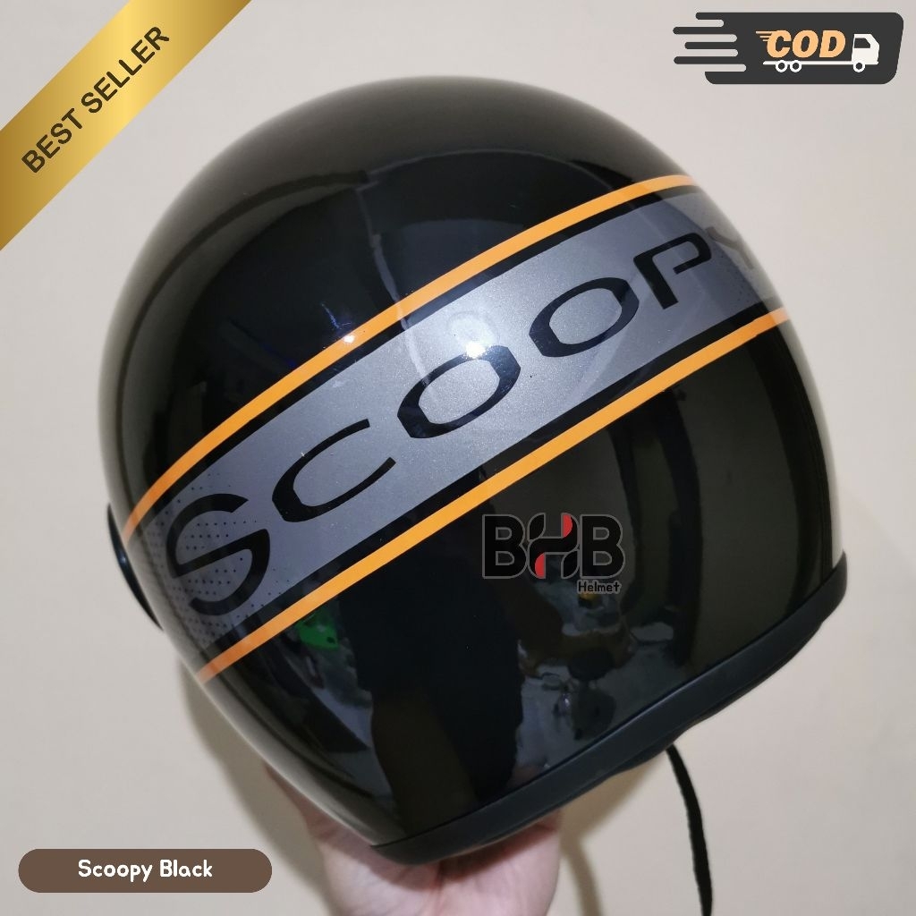 Helm Scoopy Hitam Kaca Pilot Dewasa