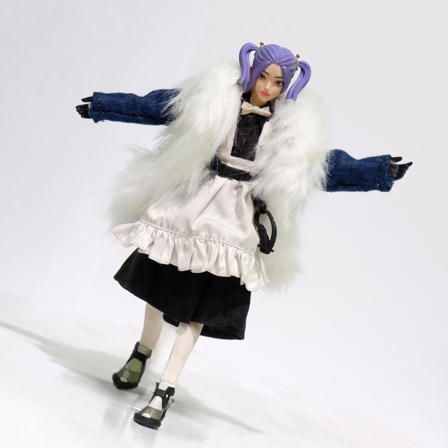 Female Fur Jacket Jaket bulu kitbash action figure skala 1/12 Joytoy Notaman Romankey Vtoys Pichen t