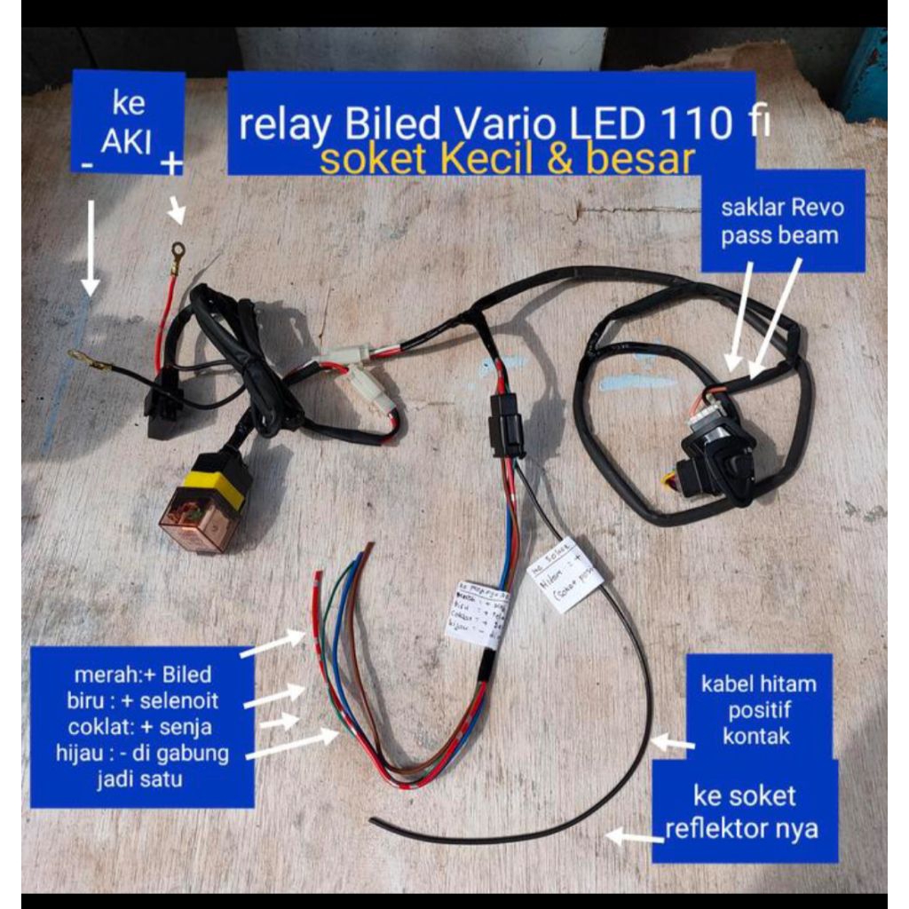 relay biled Vario LED 110fi PNP saklar Revo pass beam
