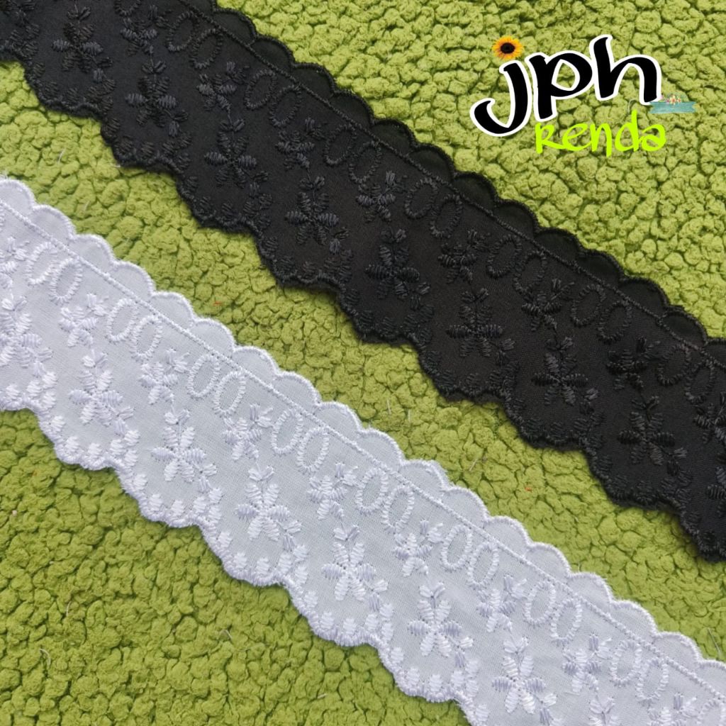 Renda katun jepang, renda katun bordir (per roll 15yard)