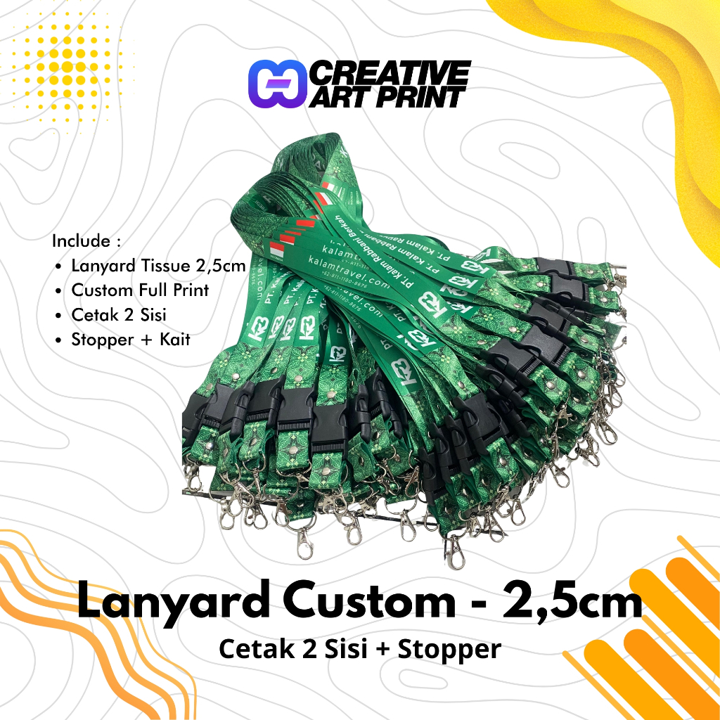 

Lanyard Custom | Tali Name Tag Full Print 2 Sisi 2,5 cm