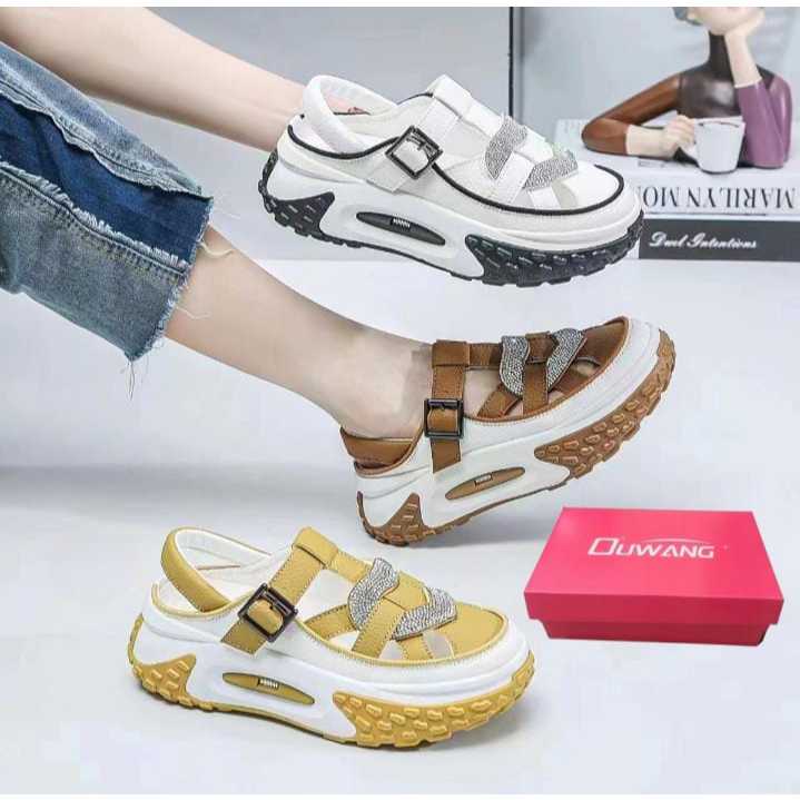 Sendal Vintage Wanita Gaya Korea Murah / Slop Satu Kaki RumahSandal Wanita Kekinian Tinggi Sandal Fu