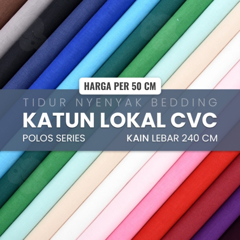 KAIN KATUN LOKAL CVC POLOS PER 50 CM BACKGROUND FOTO MODEL MUKENAH KLINIK PREMIUM KOLASE 240 CM