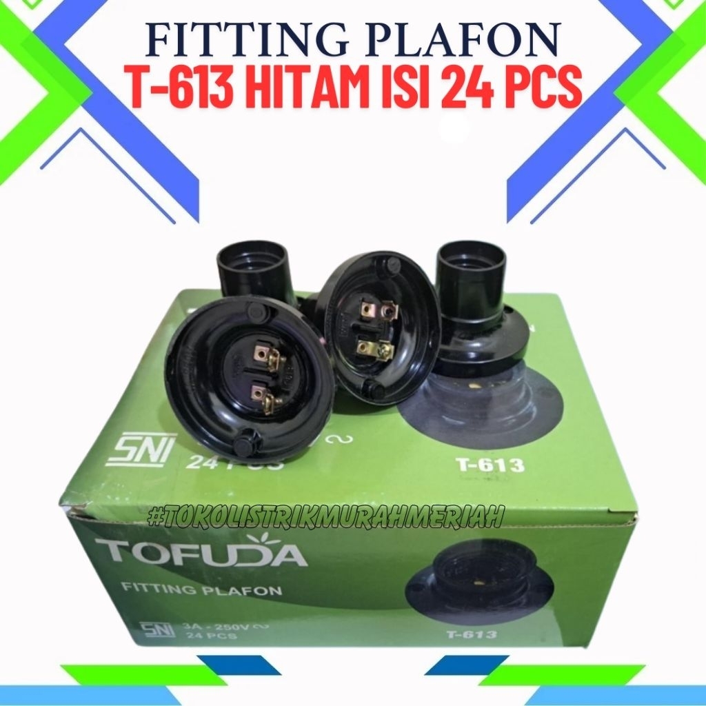 Fitting Plafon Hitam/Fitting Plafon Bulat Hitam/Fitting Lampu Damar Kurung/Fitting Lampu Murah E27