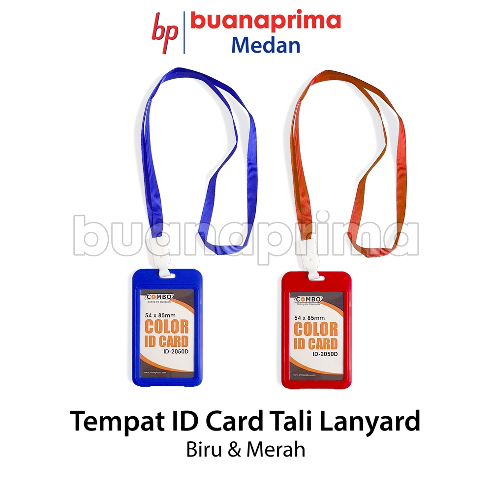 

Tempat ID CARD TALI LANYARD Set Name Tag Warna Holder Plastik Biru Merah Per Pcs