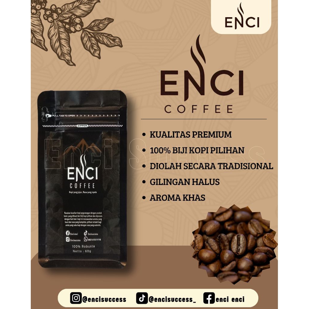 

Kopi Bubuk Enci 100% Kopi Murni,Asli 60 Gram