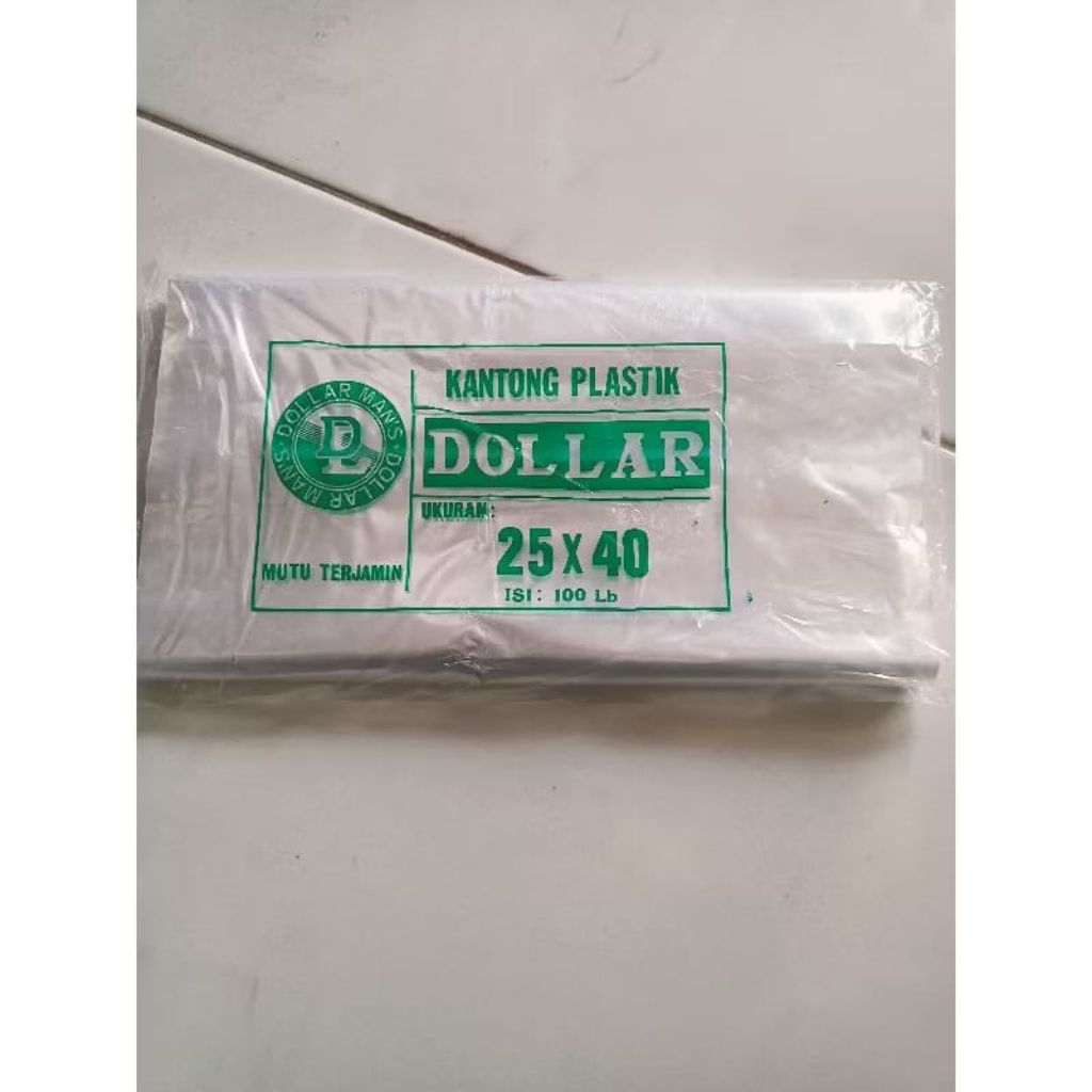 Plastik 25x40 dollar tipis isi 100 lembar