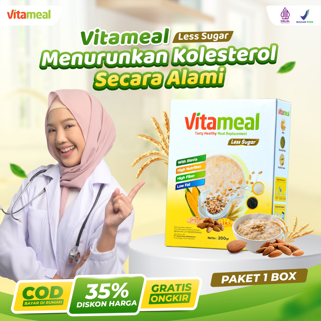 

Vitameal Less Sugar Bantu Turunkan Gula Darah Tinggi & Kolesterol Berlebih