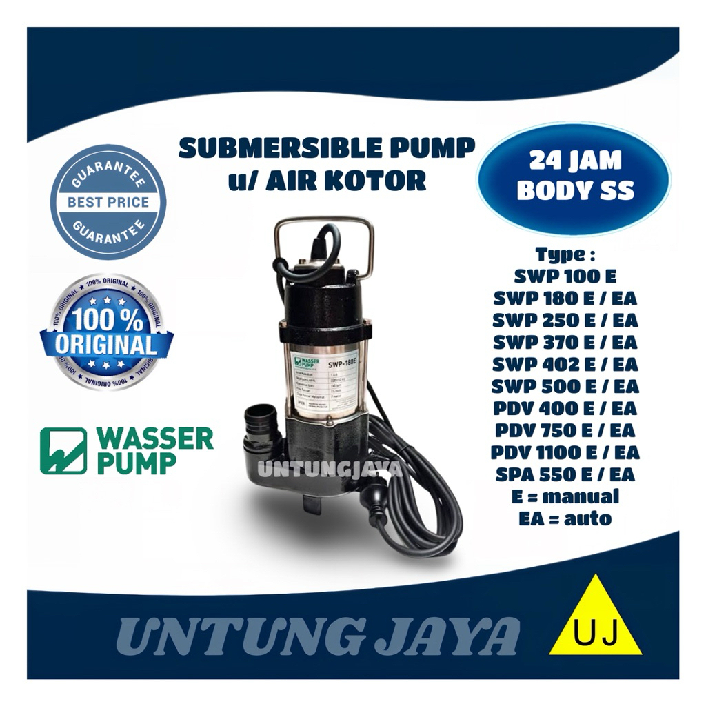 POMPA CELUP WASSER AIR KOTOR PDV 400 E NON OTOMATIS // POMPA SUBMERSIBLE WASSER AIR KOTOR PDV400E NO