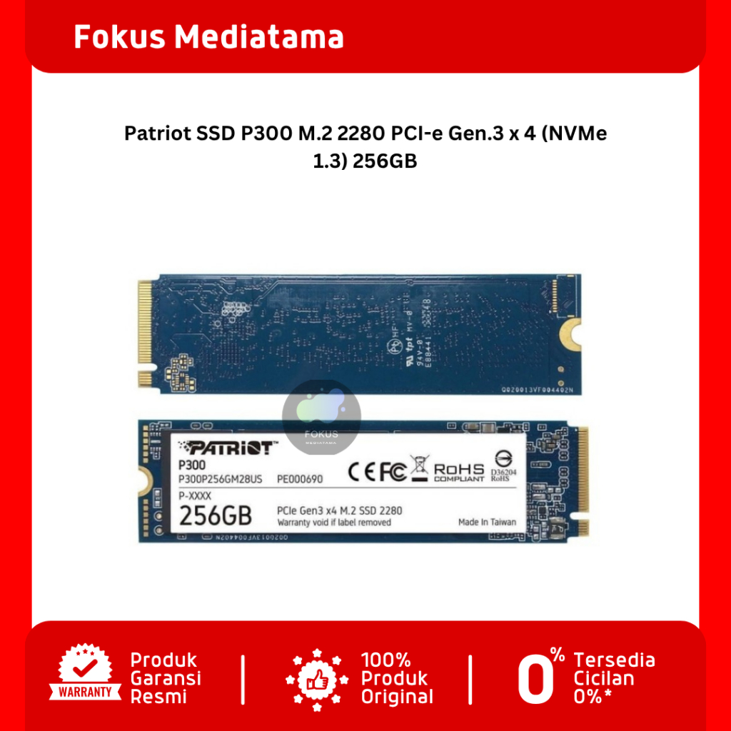 Patriot SSD P300 M.2 2280 PCI-e Gen.3 x 4 (NVMe 1.3) 256GB