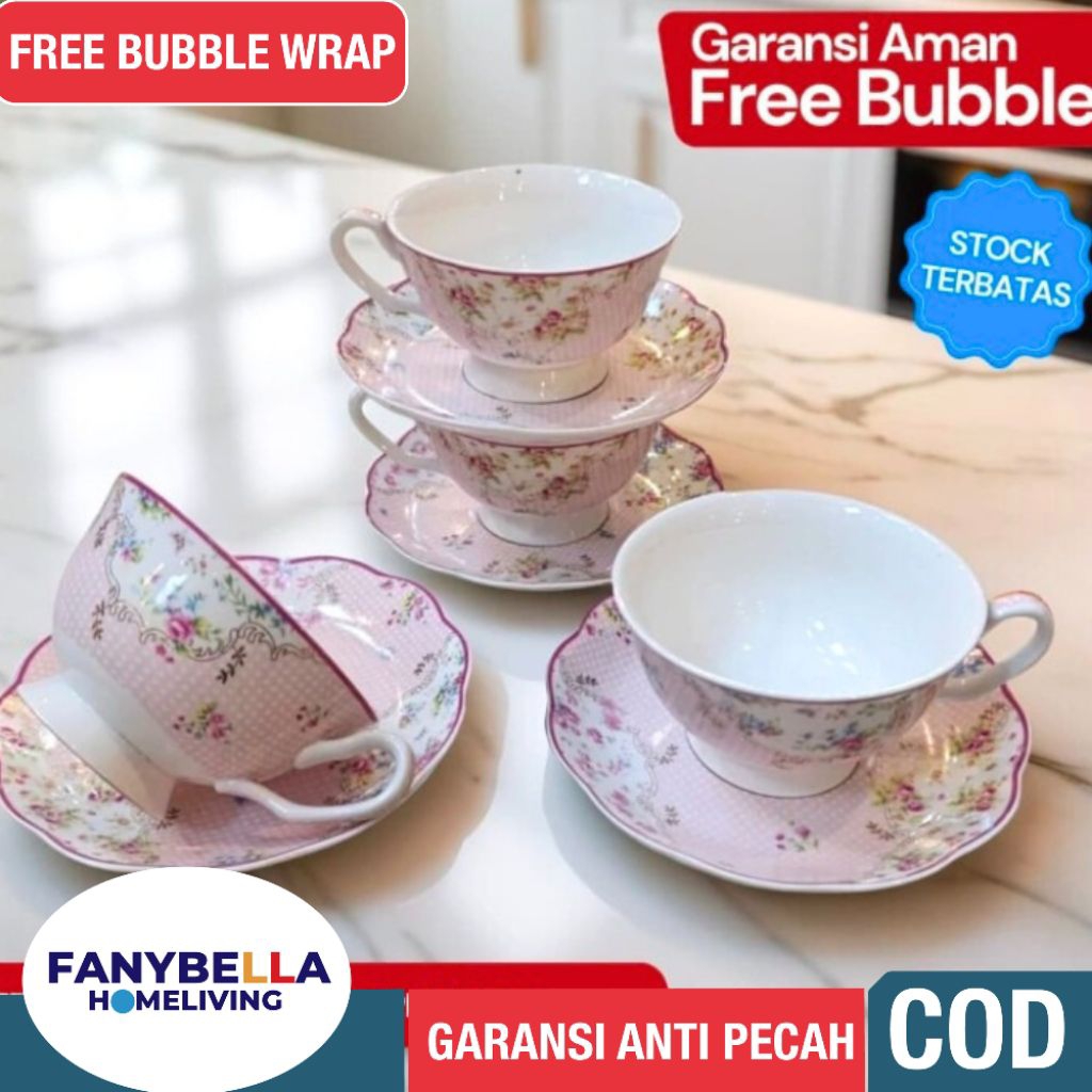 Cangkir Set Teh Kopi Porselan Keramik Import Mewah Motif shabby shabby